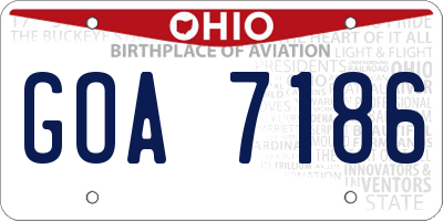 OH license plate GOA7186