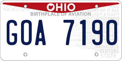 OH license plate GOA7190
