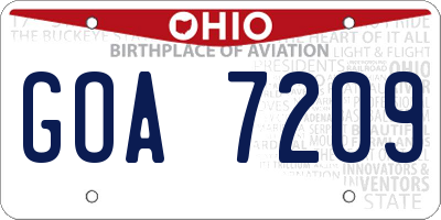 OH license plate GOA7209