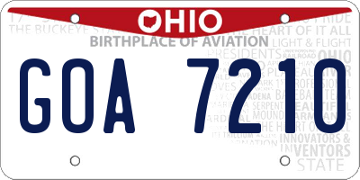 OH license plate GOA7210