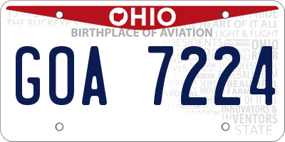 OH license plate GOA7224