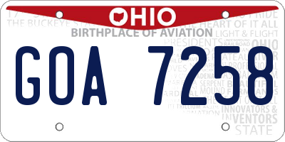 OH license plate GOA7258