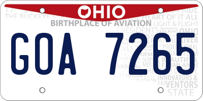 OH license plate GOA7265