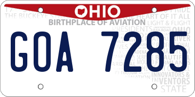 OH license plate GOA7285