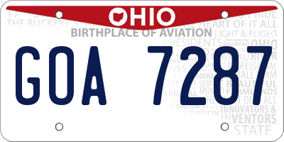 OH license plate GOA7287