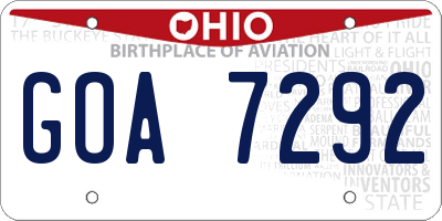 OH license plate GOA7292