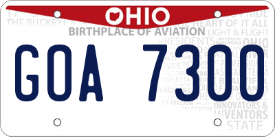 OH license plate GOA7300