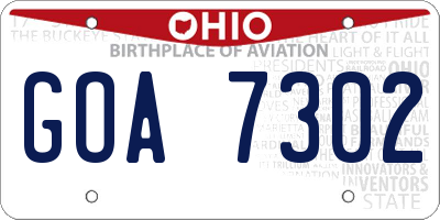 OH license plate GOA7302