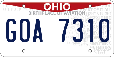 OH license plate GOA7310