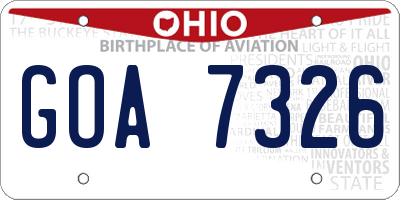 OH license plate GOA7326