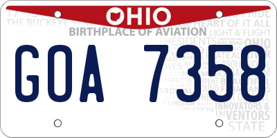 OH license plate GOA7358