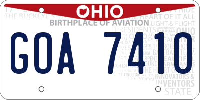 OH license plate GOA7410