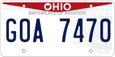 OH license plate GOA7470
