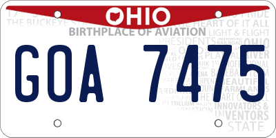 OH license plate GOA7475