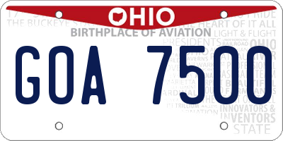 OH license plate GOA7500