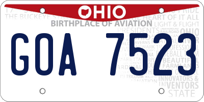 OH license plate GOA7523