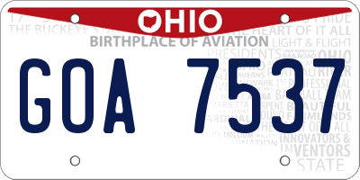 OH license plate GOA7537