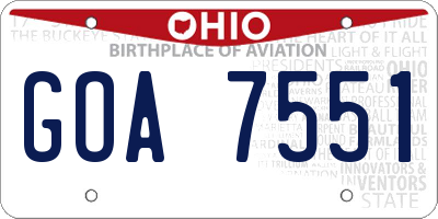 OH license plate GOA7551