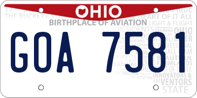 OH license plate GOA7581