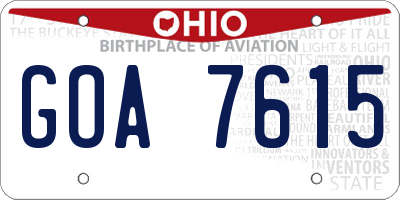 OH license plate GOA7615
