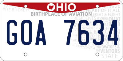 OH license plate GOA7634