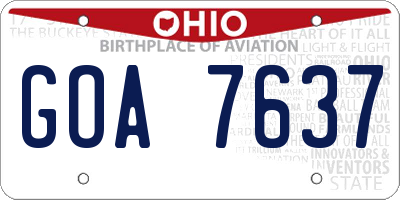 OH license plate GOA7637