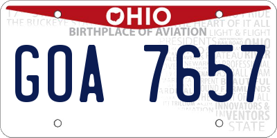 OH license plate GOA7657