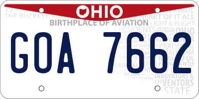 OH license plate GOA7662