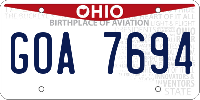 OH license plate GOA7694