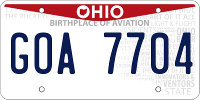 OH license plate GOA7704