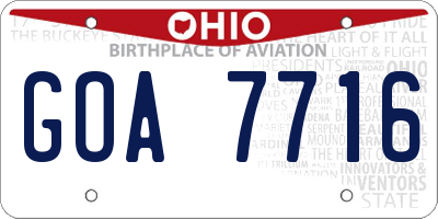 OH license plate GOA7716
