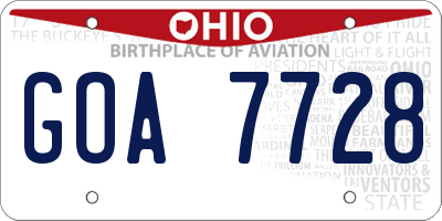 OH license plate GOA7728