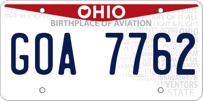 OH license plate GOA7762
