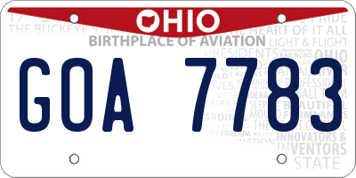 OH license plate GOA7783