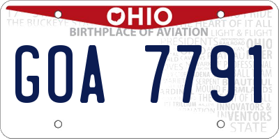 OH license plate GOA7791