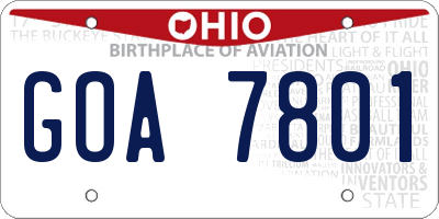 OH license plate GOA7801