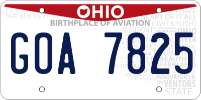 OH license plate GOA7825