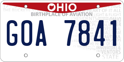 OH license plate GOA7841
