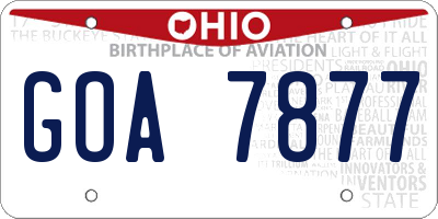 OH license plate GOA7877
