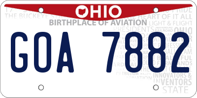 OH license plate GOA7882