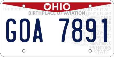 OH license plate GOA7891