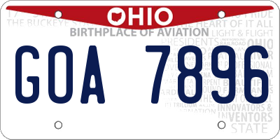 OH license plate GOA7896