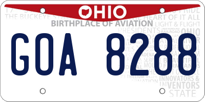 OH license plate GOA8288