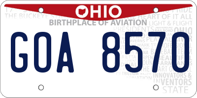 OH license plate GOA8570