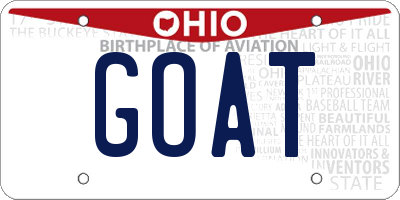 OH license plate GOAT