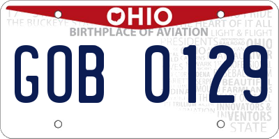 OH license plate GOB0129