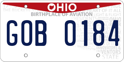 OH license plate GOB0184