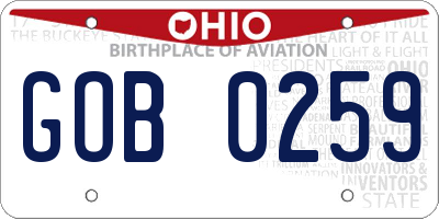 OH license plate GOB0259
