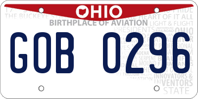 OH license plate GOB0296