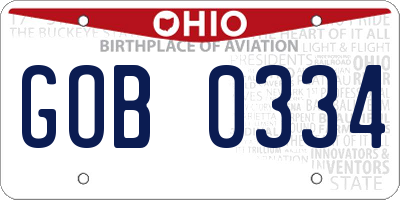 OH license plate GOB0334